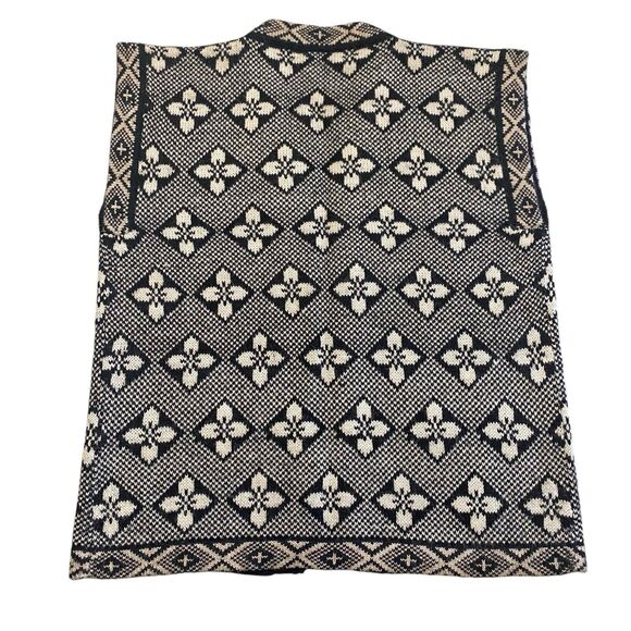 Vintage Alpaca Line Sweater Vest Open Front Black Off White Womens Peru ?SIZE - Picture 5 of 10